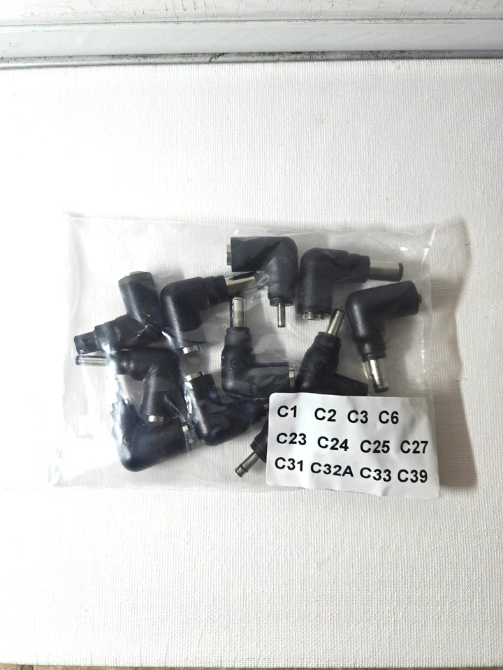 90° DC Power Adapter Tips C1 C2 C3 C6 C23 C24 C25 C27 C31 C32A C33 C39 Male to F - Image 1 of 2