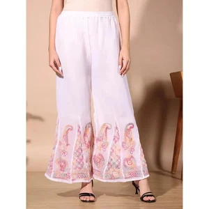 Nuovo Lucknowi Multi Filo Chikankari Sharara da Donna Bianco Chikankari Palazzo - Foto 1 di 5