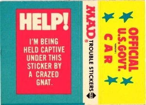 1983 Fleer Mad Trouble Sticker - Help! I'm Being Held - Picture 1 of 2