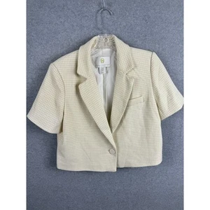 House Of Harlow 1960 Cropped Blazer Women's XS Cream Tweed Career Professional - Picture 1 of 8