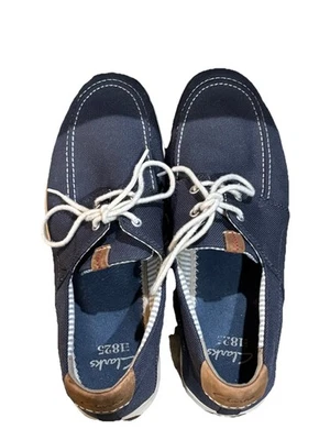 Clarks Men’s Canvas Boat Shoes Size 10M Navy Blue Lace-Up Casual Loafers - Image 1 of 4