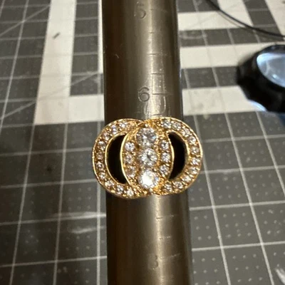 Anillo de cóctel oro vermeil circonita talla 6,75 plata de ley. Foto 1 de 4