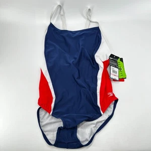 Traje de baño Speedo de una pieza blanco azul para mujer talla 10/36 ProLT relé empalme trasero - Imagen 1 de 7