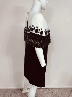 Andrew Gn Black White Dress Extensive Hand Beading + Shrug Made France FR42 NWOT - Image 1 of 4