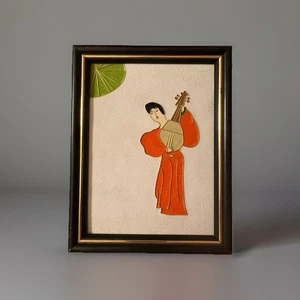 HALLAZGO INMOBILIARIO CHINO CLOISONNE PINTURA ARENA ALAMBRE DE ORO ENMARCADO MUJER 9” X 7” - Imagen 1 de 5