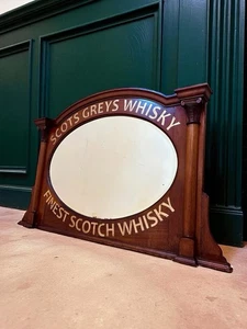 Vintage Scots Grey Whisky Mahogany Over Mantel Mirror, Pub Decor, Original - Picture 1 of 4