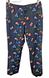 Grayson Women's Size 6 Pants Blue Floral Straight Leg Pockets Cottagecore Whimsy - Picture 1 of 16