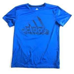 Adidas Shirt Youth Size XL 18 - 20 Aeroready Blue Short Sleeve Tee Graphic Top - Picture 1 of 3