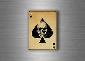 Autocollant sticker biker voiture moto casque as de pic motard tete de mort R3 - Zdjęcie 1 z 1