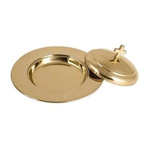 1 Stackable Communion Bread Plate Set | Stainless Steel – Shiny Gold Finish - Photo 1 sur 4