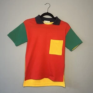 Vintage 80s Colorblock Polo Shirt Petite Blast Petites Red Yellow Green Blue - Picture 1 of 8