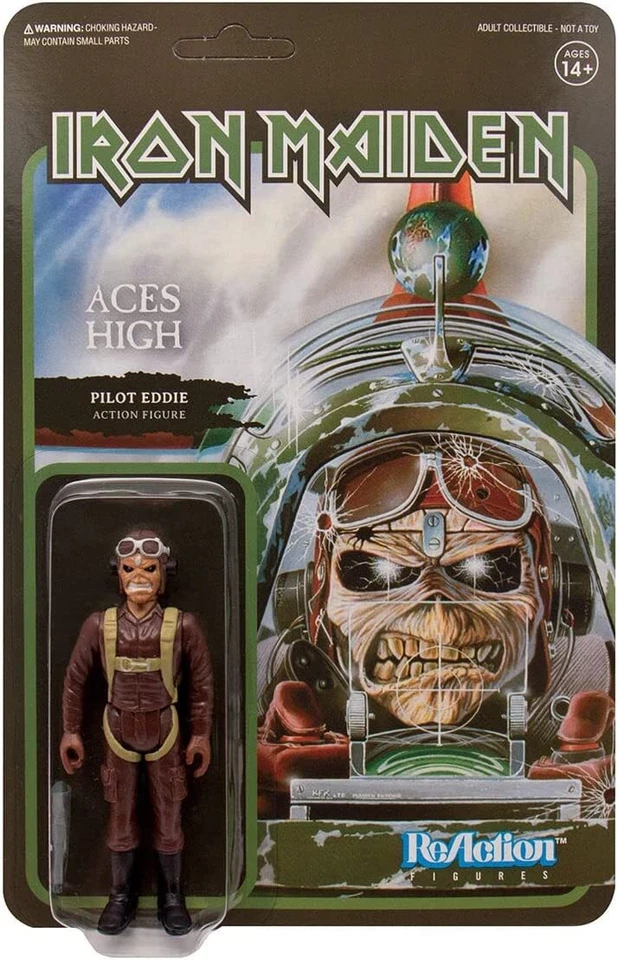 Super7 Reaction Damaged Iron Maiden Aces High Pilot Eddie Action Figure