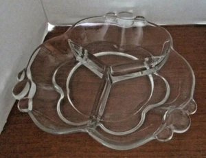 VINTAGE Clear Glass DIVIDED RELISH DISH - Picture 1 of 3