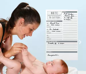 Wallies BABYSITTER TROCKEN ABWISCHBARE TAFEL Wandsticker 1 großes Aufkleber HINWEIS FÜR SITTER + Stift - Bild 1 von 2