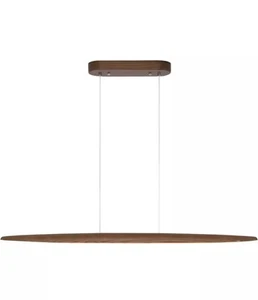 YISDESIGN 39” Wood Linear Pendant LED  Chandelier Light Fixture 24w Walnut Color - Picture 1 of 9