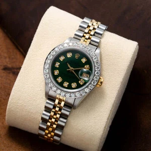 Rolex Datejust 26mm 6916 Green Diamond Dial Two-Tone Jubilee Bracelet Watch - Picture 1 of 5