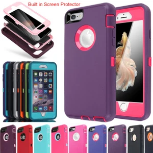 Funda híbrida resistente a prueba de golpes con protector de pantalla para iPhone 7 8 SE - Imagen 1 de 20