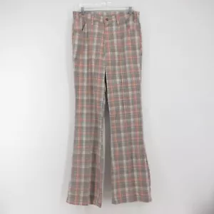 Vintage 1970s Levis Bell Bottoms Flared Pants 32x34 Red Blue Plaid Talon Zip USA - Picture 1 of 13