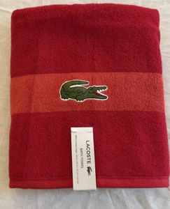 NWT LACOSTE LOGO RED BATH TOWEL 30in X 52in 100% COTTON LOOPS - Picture 1 of 2