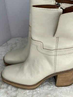 Franco Sarto Medio Pantorrilla Cuero Liso Bota Color Masilla (Beige Claro) EE. UU. Talla 6M Foto 1 de 4