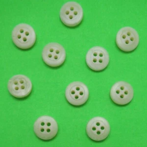 10 White/Cream 4 Hole Round Buttons: Shirt Skirt Fasteners Craft 11mm: UK Seller - Picture 1 of 6