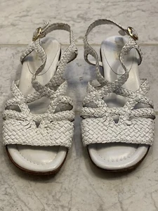 AMALFI by RANGONI Women 5.5 White SLINGBACK Elegant Dressy Braided Sandal Preppy - Picture 1 of 8