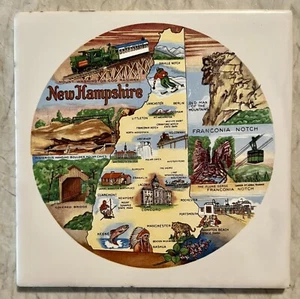 New Hampshire State Ceramic Tile 6x6 Inch Hot Plate Trivet 1970’s Vintage - Picture 1 of 2