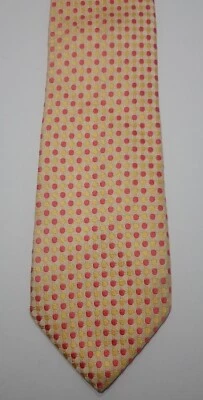 CHARLES TYRWHITT BEIGE w/ YELLOW & RED POLKA DOTS 100% SILK NECK TIE 61.5" - Image 1 of 4