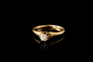 ANTIGUO ANILLO DE COMPROMISO SOLITARIO DIAMANTE ORO 14K D102-01 - Imagen 1 de 4