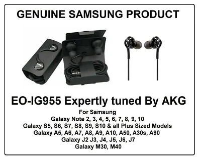 Genuine Samsung Black Wired AKG Handsfree Headphones for Galaxy S8 S9 S10 S10+ - Image 1 of 3
