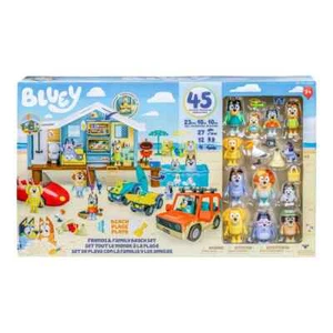 BLUEY TOYS SHOW PERSONAGGI BINGO AMICI E FAMIGLIA SPIAGGIA SET GIOCO CABINA AUTO NUOVO - Foto 1 di 5