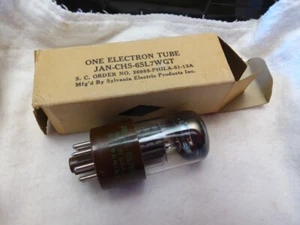 SYLVANIA JAN CHS 6SL7WGT Radio Tube - NOS - Tests GOOD Brown Base Square Getter - Picture 1 of 8