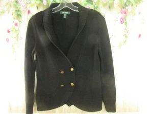 Damen Ralph Lauren Strickpullover schwarz Baumwolle 4 Knöpfe Gr. XS/TP - Bild 1 von 7