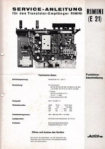 Manual de servicio instrucciones para Cuba Rimini E 21 - Imagen 1 de 1