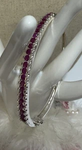 Brazalete de plata de ley con rubí rojo - Imagen 1 de 10