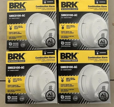 4 BRK  Combination Smoke/Carbon Monoxide Alarm Hardwired  NEW - Image 1 of 3