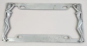 Nude/Naked Ladies Women Twin Girls Chrome Metal License Plate Frame - Picture 1 of 17