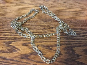 Gold Tone Chain Necklace Long Jewelry Layered Rings Over 4 Feet Open - Picture 1 of 1