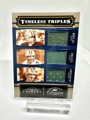 Donruss Timeless Triples Patch-BART Starr 2006, Brett Favre, Aaron Rodgers/100 Foto 1 de 4