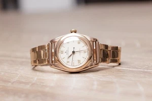 Super Rare 1930's Rolex 3131 Bubbleback Oyster Perpetual -14k Rose Gold On Brac - Picture 1 of 18