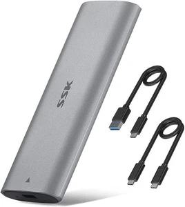 Boîtier SSK M.2 NVMe, adaptateur de boîtier SSD sans outil, USB C gris argenté - Photo 1/13