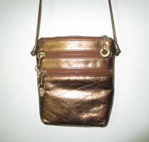Vintage SEAN ROBERTS Umhängetasche metallic goldfarben Leder rechteckig - Bild 1 von 5
