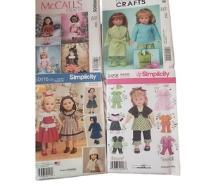 american girl clothes sewing patterns 2 McCalls, 2 Simplicity new uncut Lot Of 4 - Picture 1 of 4