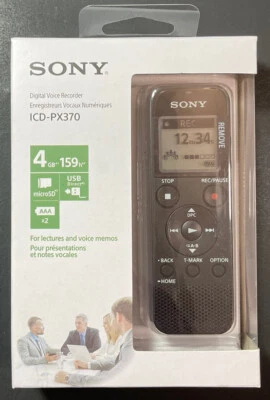 Official Sony Digital Voice Recorder ICD-PX370 [ BLACK ] NEW - Image 1 of 4