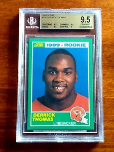 1989 SCORE RC #258 DERRICK THOMAS HOF CHIEFS BGS 9.5 GEM MINT ROOKIE #8880664 - Picture 1 of 2