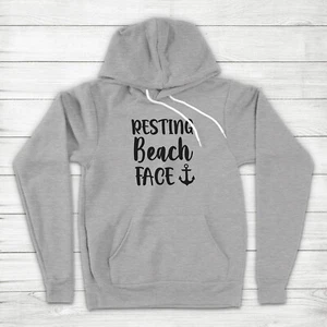 Resting Beach Face Funny Pun Summer Vacation Party Cruise Trip Hoodie Sweater - Picture 1 of 12