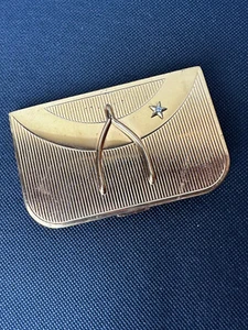 Vintage Coty Wishbone & Star Gold geprägt Kosmetik Make-up Etui Puder & Rouge F32 - Bild 1 von 10