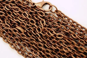 Antique Copper Flat Cable 3 MM Plated Chain 18-30 Inch Necklace Bulk Wholesale - Picture 1 of 2