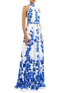 Neu Neu mit Etikett Rebecca Vallance Orchideenblau weiß Maxi langes Kleid Dress US 6/AU 10 - Bild 1 von 12