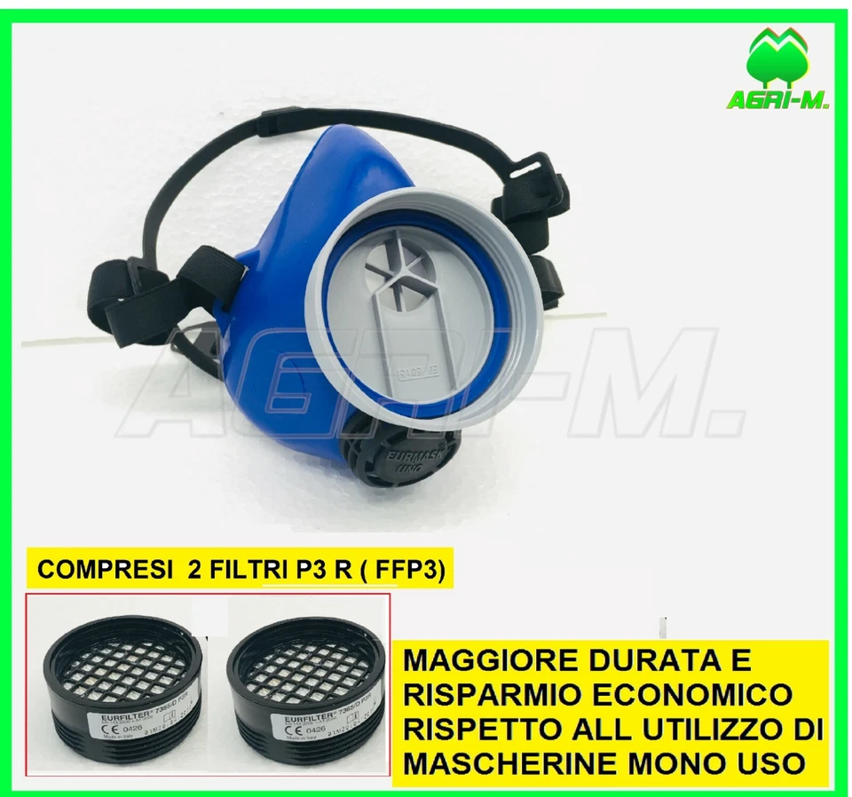 Maschera con filtro FPP R 3 (2 filtri ) anti fumo incendi boschivi amianto - Immagine 1 di 4